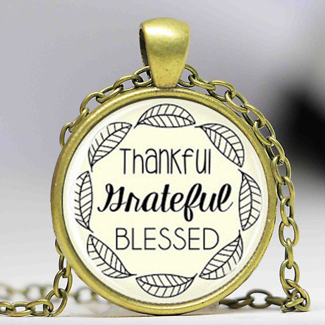 Thankful Grateful Blessed Necklace